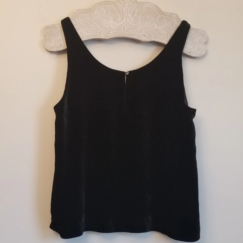 J. Crew Black Velvet Sleeveless Tank Top Size XS Scoop Neck Dressy